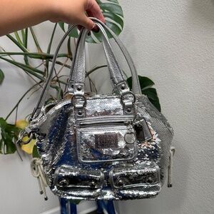 Y2K Vintage Coach Silver Sequin Poppy Spotlight 13821
